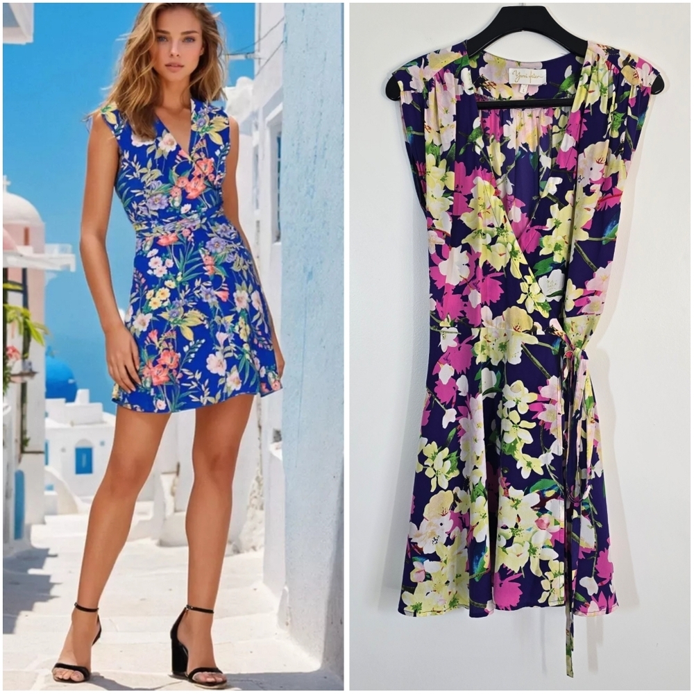 Yumi Kim Silk Soho Mixer Wrap Sun Dress in Mulberry Orchid Floral L Sund…